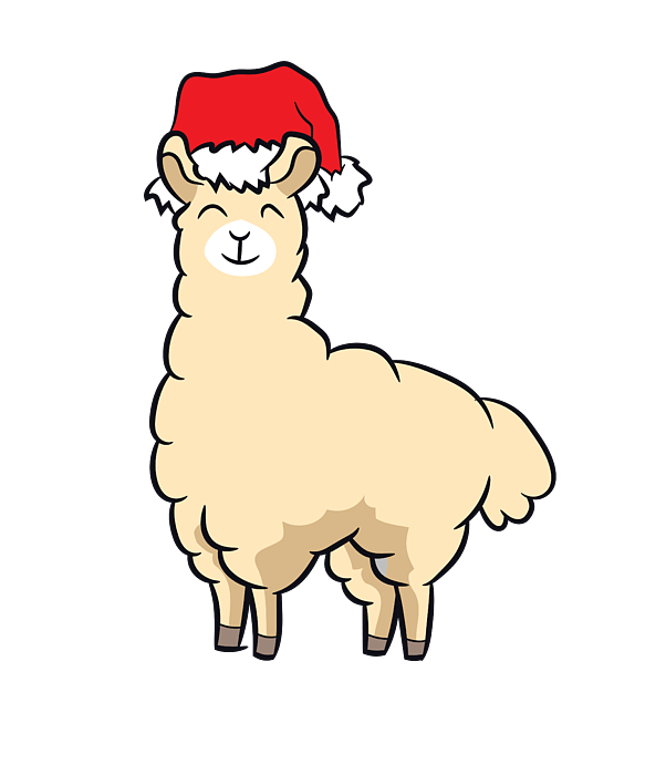 Funny llama with santa hat cute christmas hat llama greeting card by eq designs