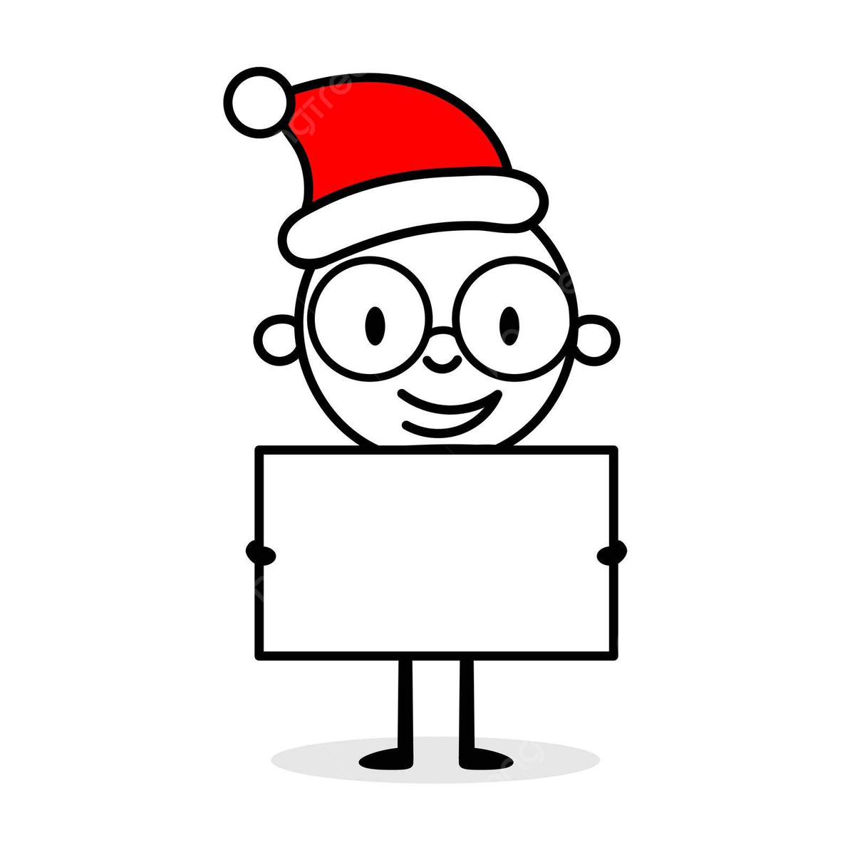 Man stands in santa hat and white beard holding a blank banner cartoon christmas character concept isolated vector stock illustration vector drawing cute beard png and vector with transparent background for free