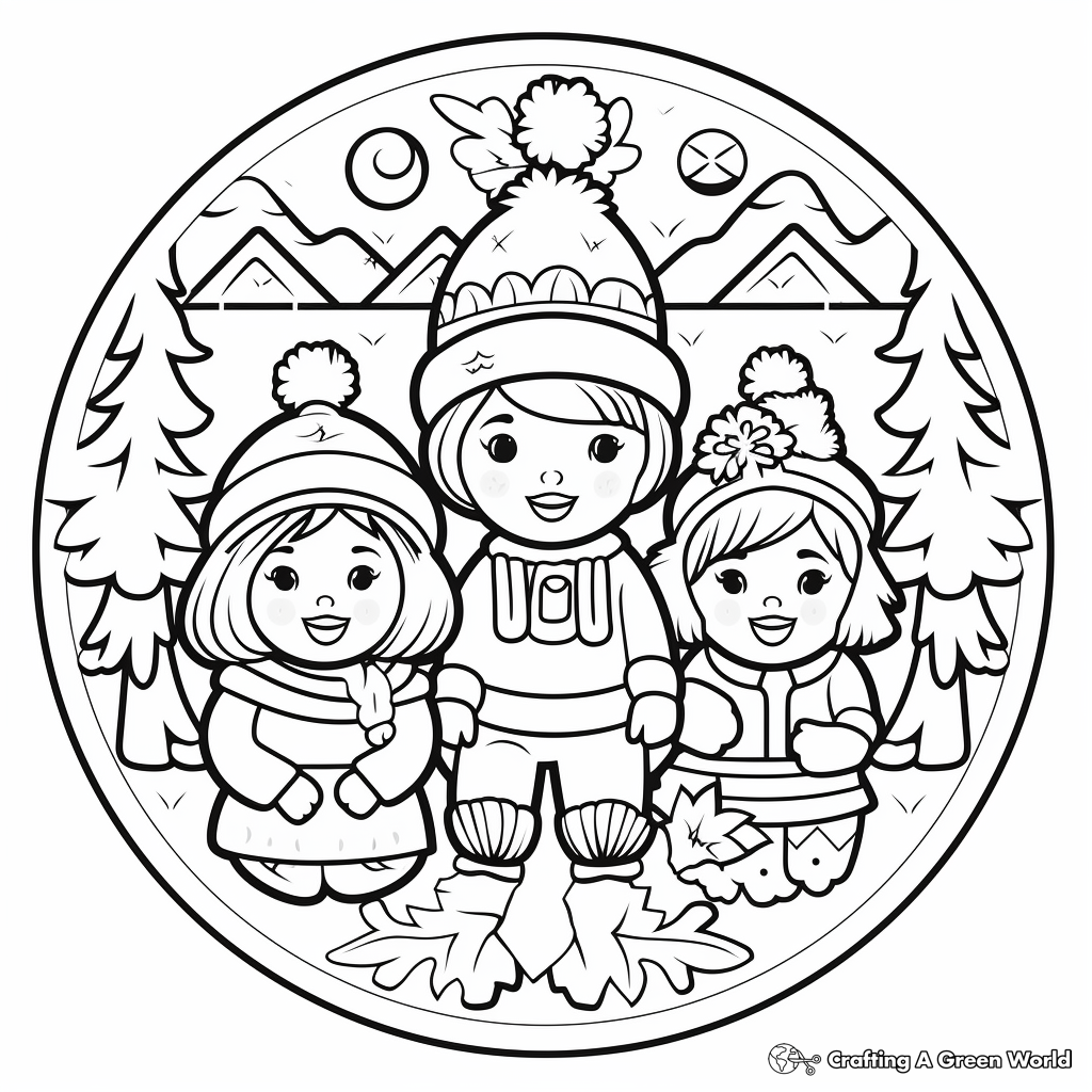 Winter mandala coloring pages