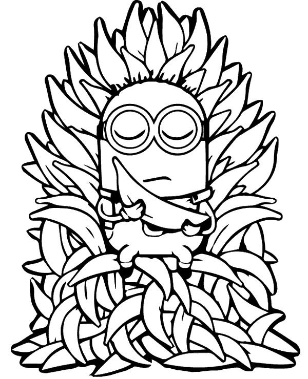 Minions with bananas coloring pages