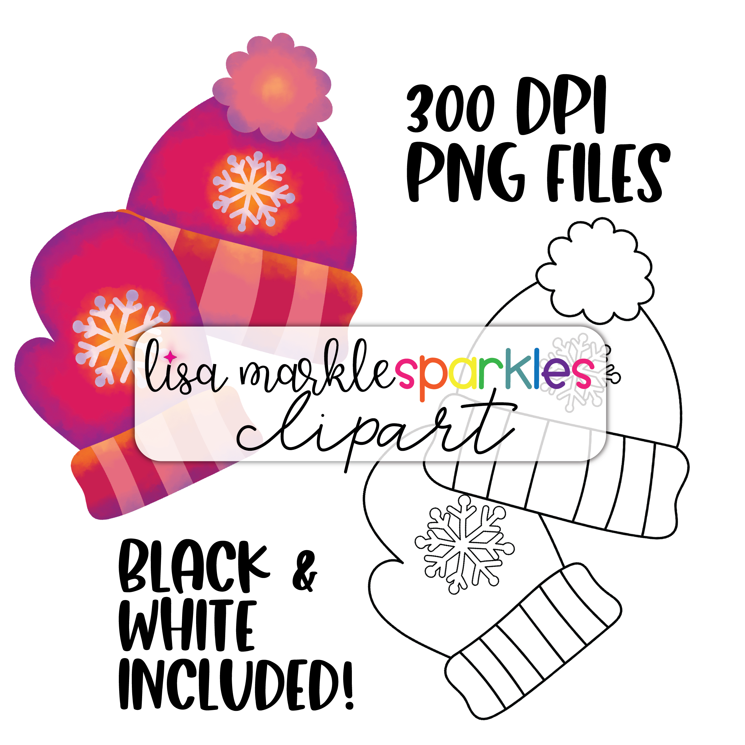 Winter mittens and hats clipart watercolor rainbow â winter snow clothes