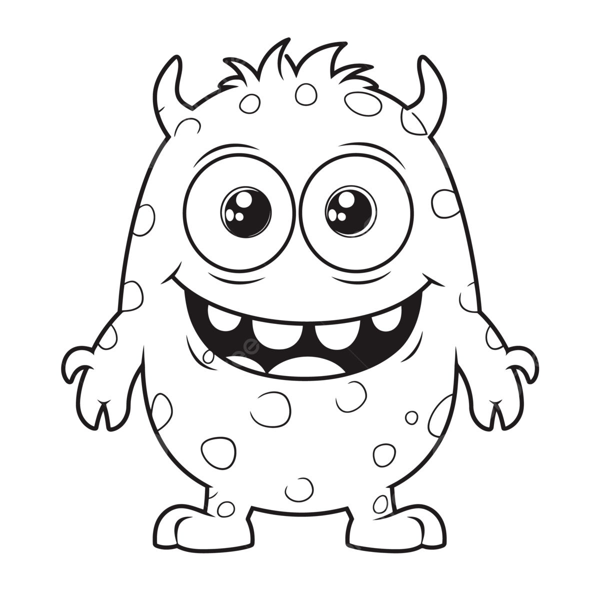 Cute monster coloring pages for kids a black and white outline sketch drawing vector monster drawing wing drawing ring drawing png and vector with transparent background for free download