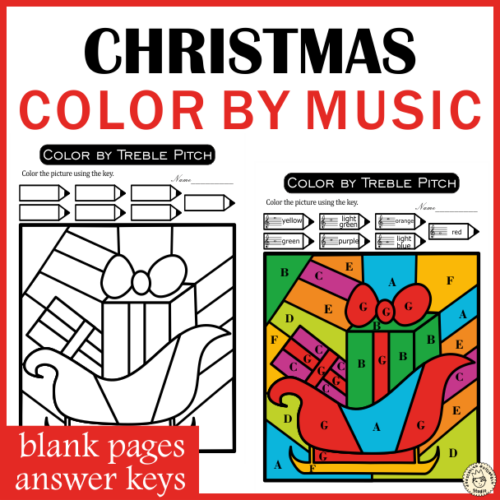 Christmas music coloring sheets music theory color by code made by teachers