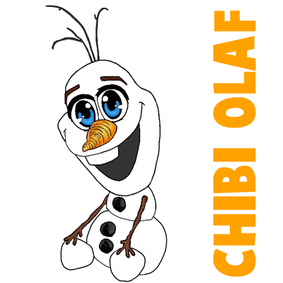 How to draw chibi olaf or baby olaf from frozen in easy steps lesson