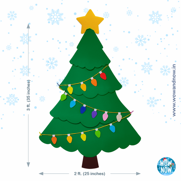 Personalized felt christmas tree with colorful felt ornaments