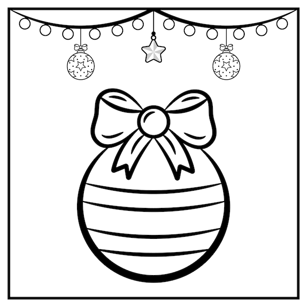 Premium vector christmas ornament sketch for coloring