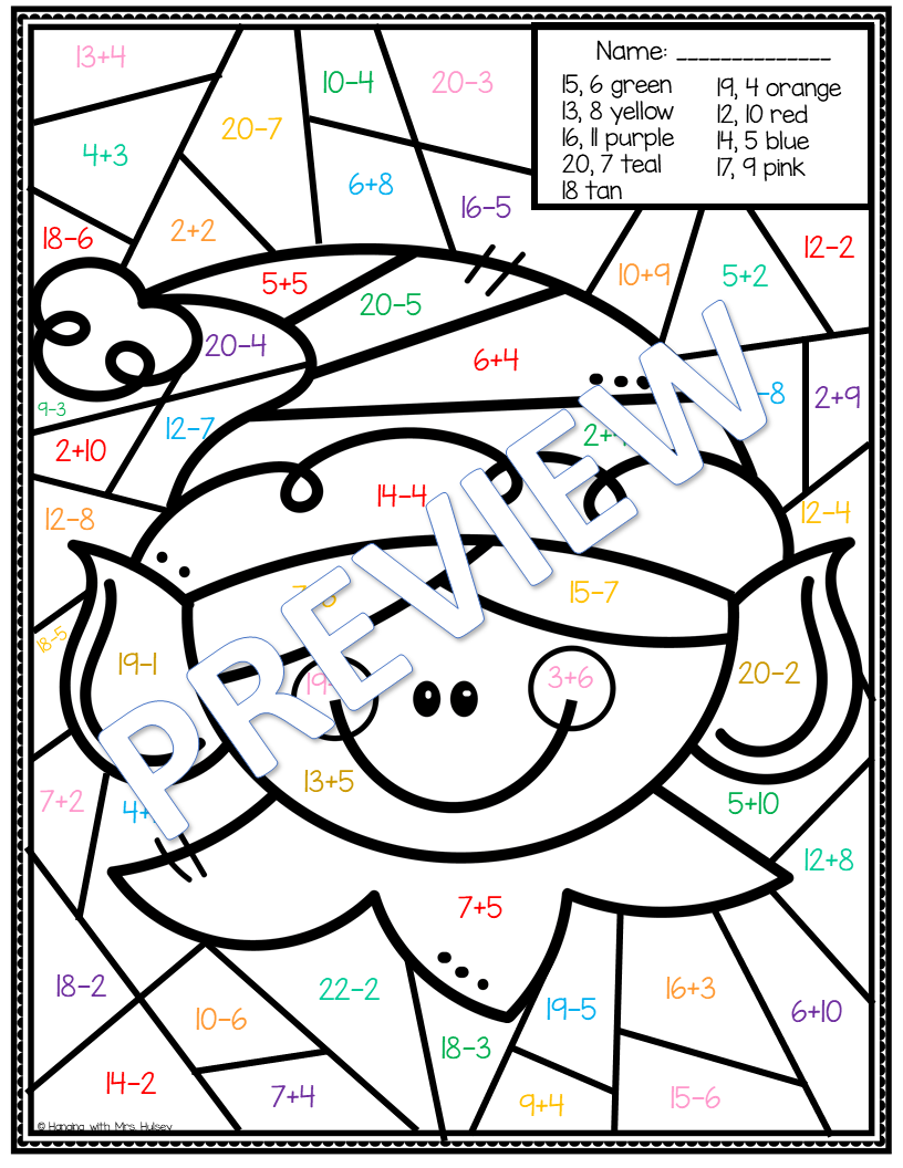 Christmas color by number addition and subtraction â my wordpress