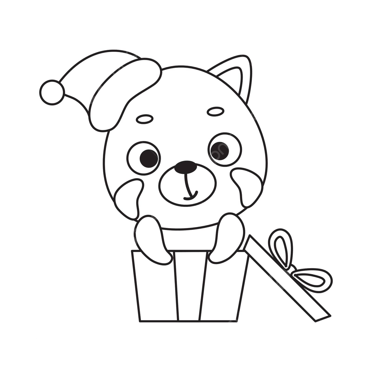 Red panda coloring page in gift box for kids vector panda drawing ring drawing kid drawing png and vector with transparent background for free download