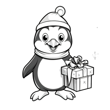 Coloring book for kids with a cute penguin using santa hat and scarf in christmas ball christmas penguin christmas cartoon penguin cartoon png transparent image and clipart for free download