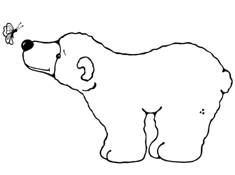 Polar bear with butterfly coloring page free printable coloring pages