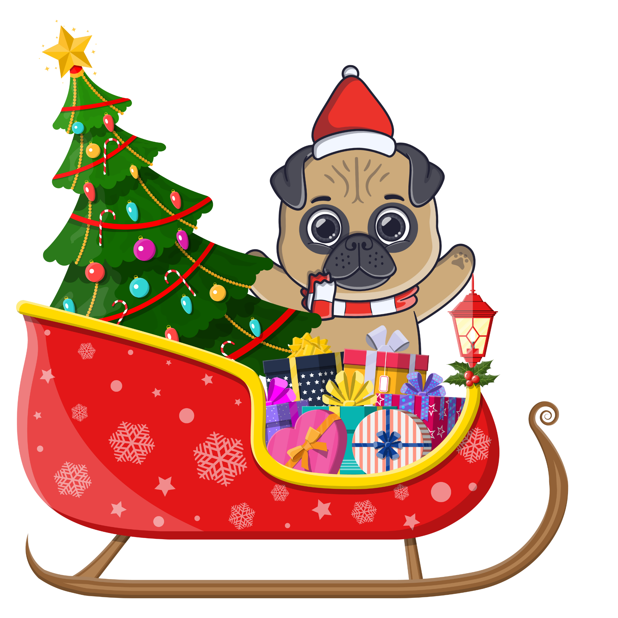Free pug christmas digital stickers for digital planners or artful agenda â plan a healthy life