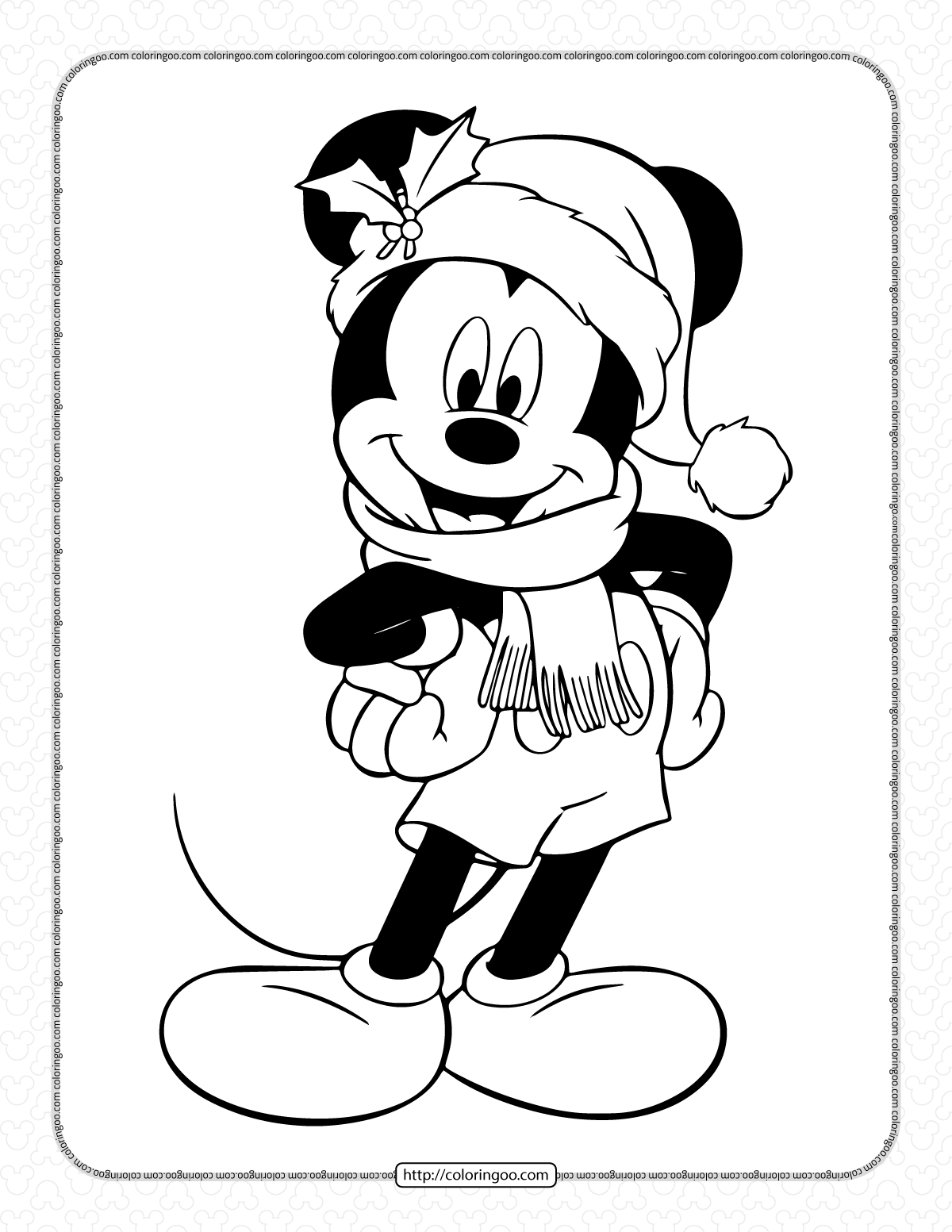 Mickey mouse ready for christmas coloring page
