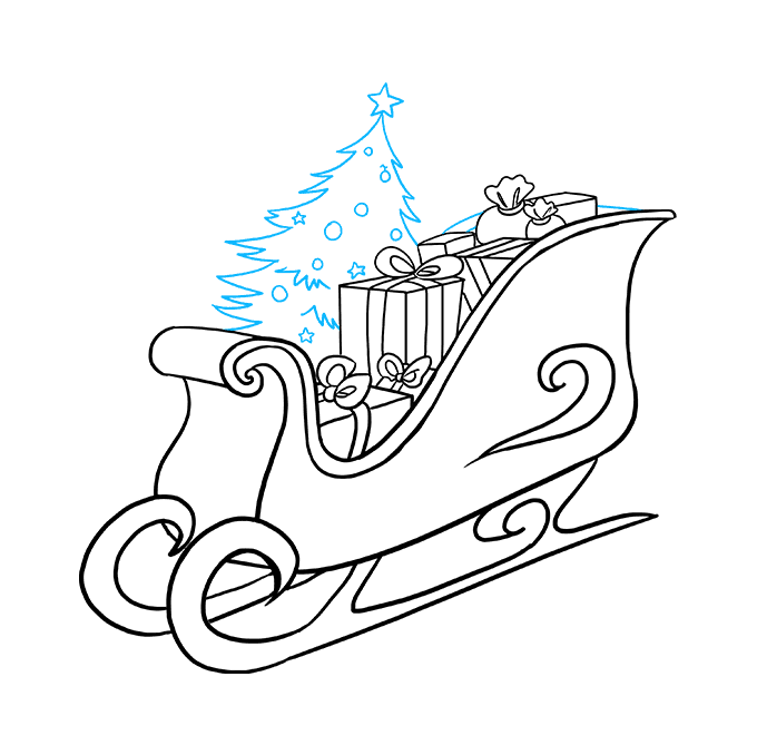 How to draw santas sleigh