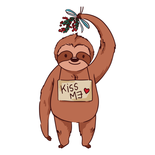 Sloth with christmas mistletoe png svg design for t
