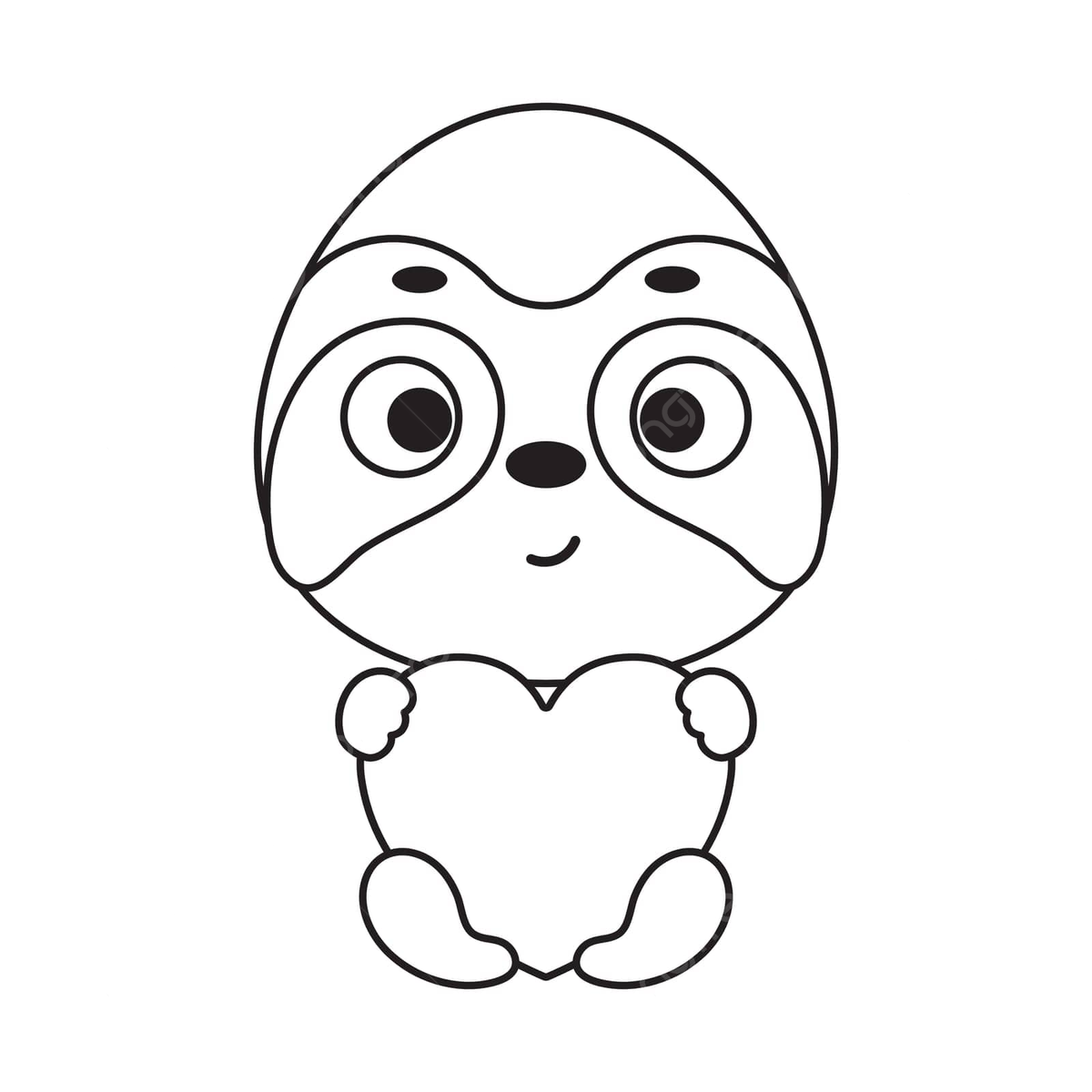 Sloth coloring page for preschoolers with heart and cute animal vector activity vector wild png and vector with transparent background for free download