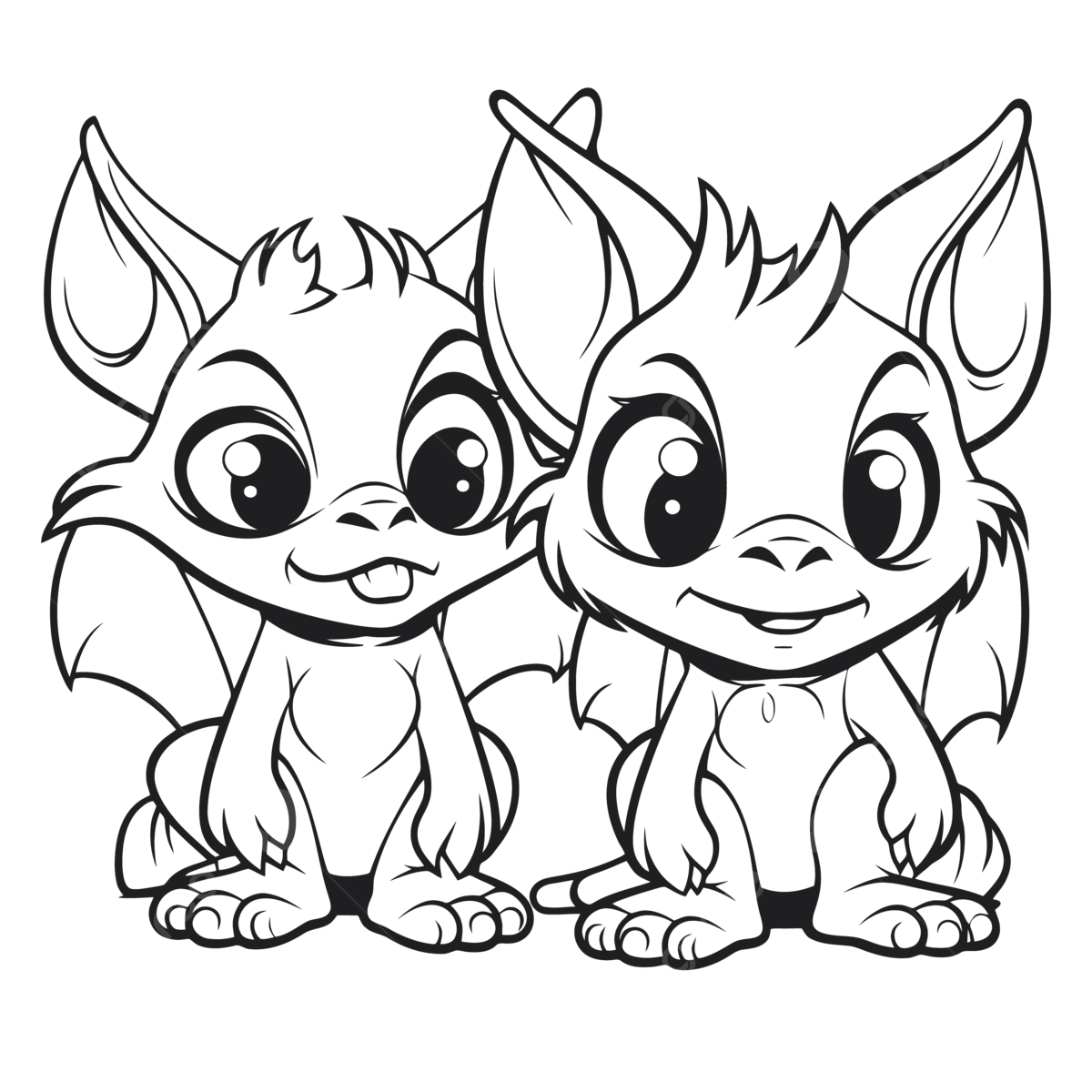 Two cartoon bats coloring page outline sketch drawing vector gargoyles drawing gargoyles outline gargoyles sketch png and vector with transparent background for free download