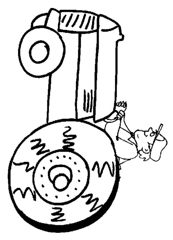 Colorful tractor coloring page