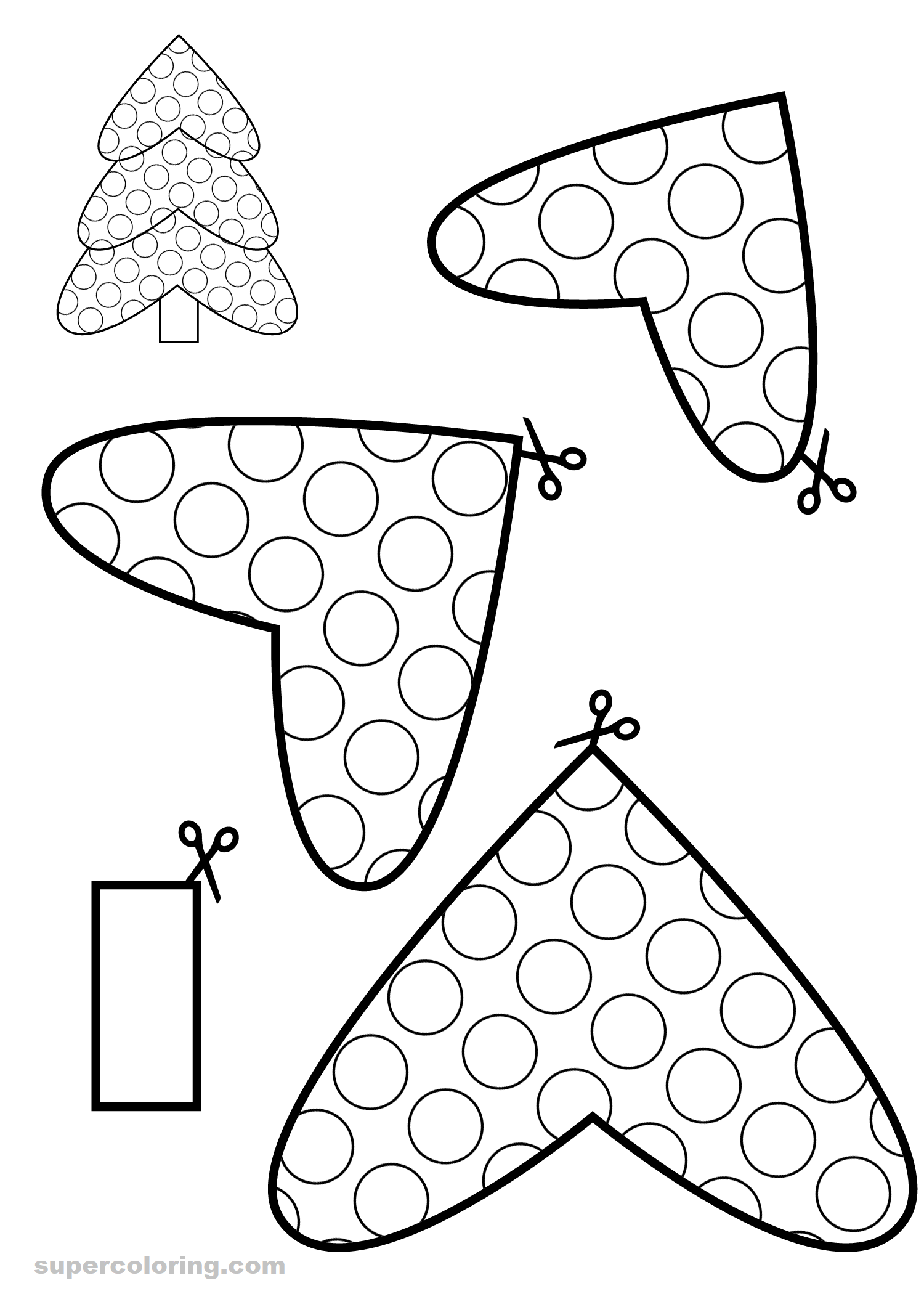 Color cut and paste paper christmas tree free printable papercraft templates