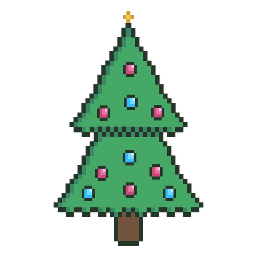 Festive christmas tree pixel art icon