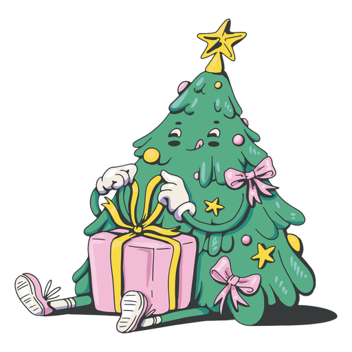 Christmas tree present character png svg design for t