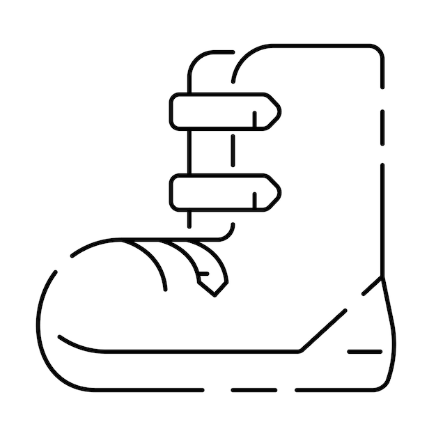 Premium vector winter vacation or tourism line icon new year holiday christmas stocking ice hockey hot cocoa hello winter concept ski boots