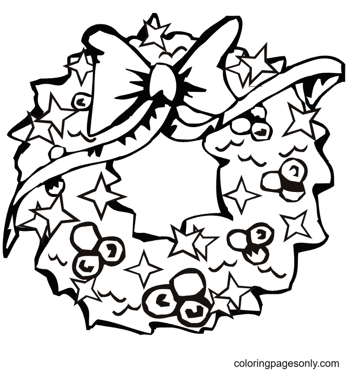 Christmas wreath coloring pages printable for free download