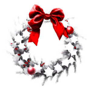 Download festive christmas wreath with white pine cones and red ribbon png online