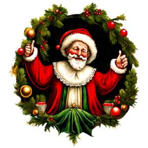 Download santa claus thumbs up christmas wreath png online