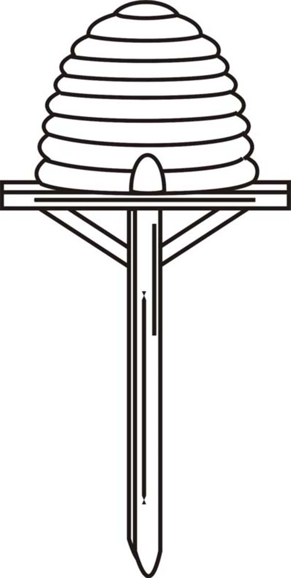 Beehive on wooden stand coloring page
