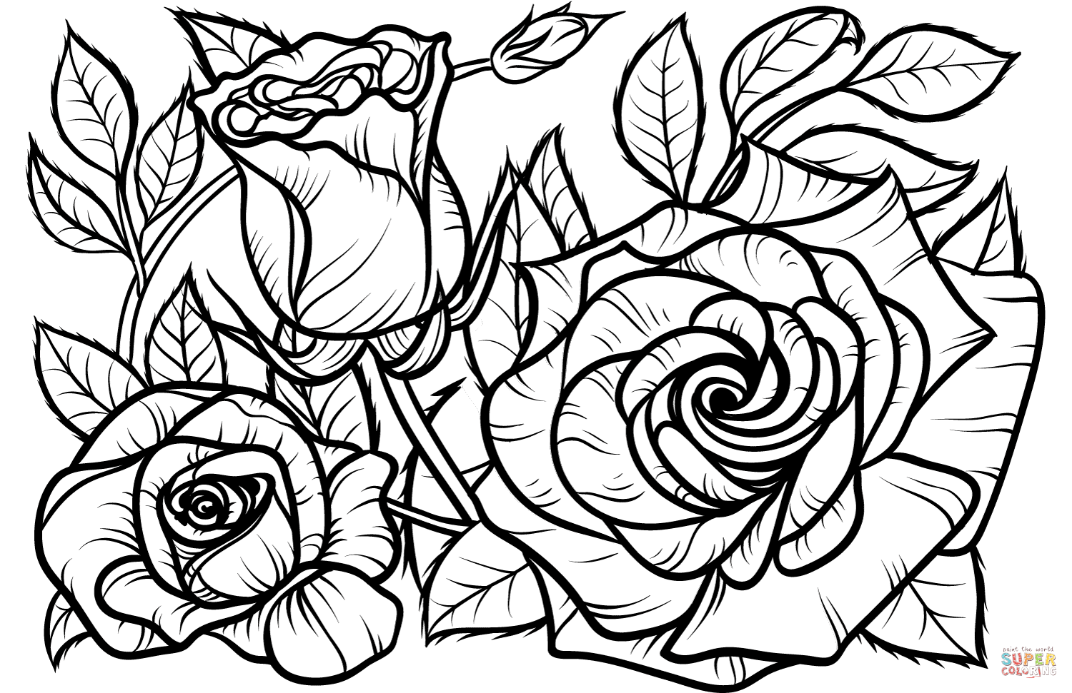 Rose coloring page free printable coloring pages