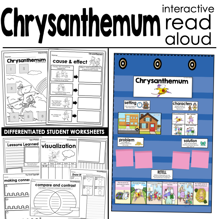 Chrysanthemum interactive read aloud activities retell craft prehension
