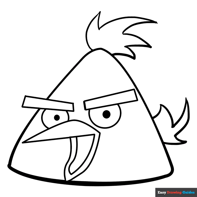Yellow angry bird coloring page easy drawing guides