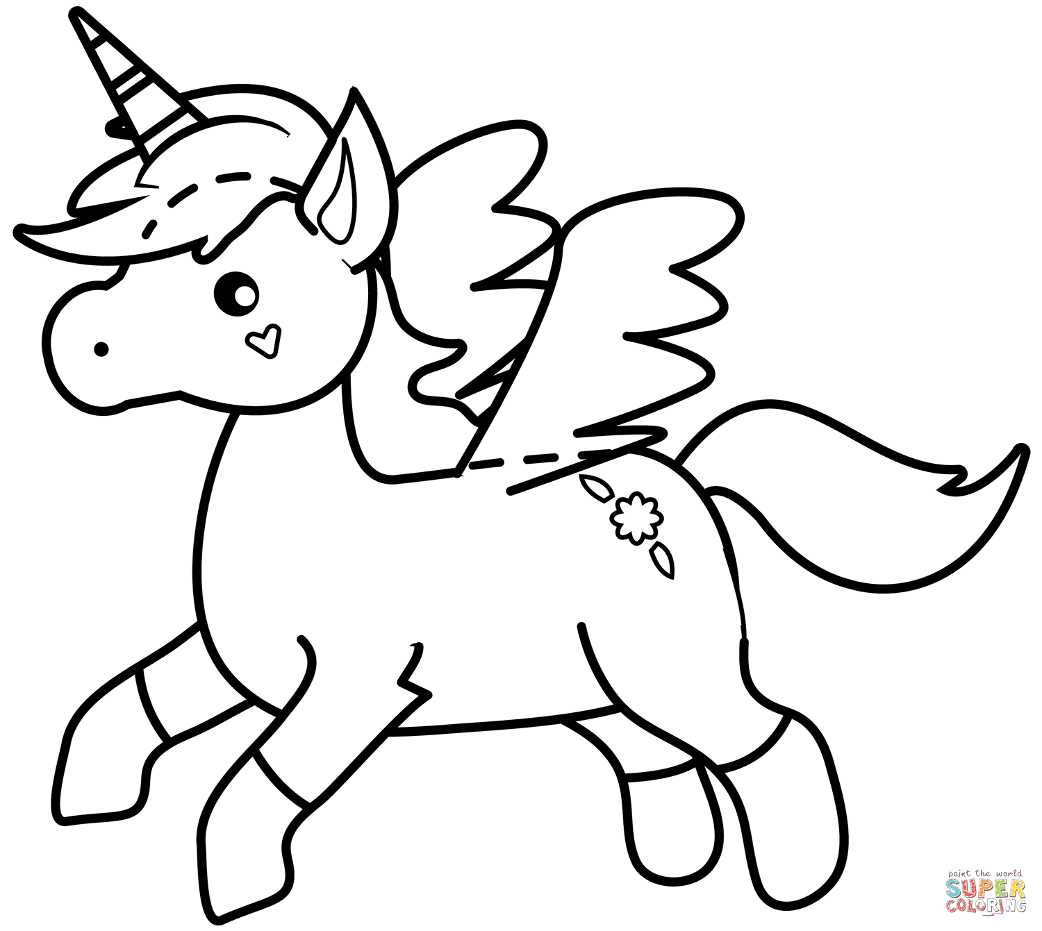 Cute unicorn coloring page free printable coloring pages