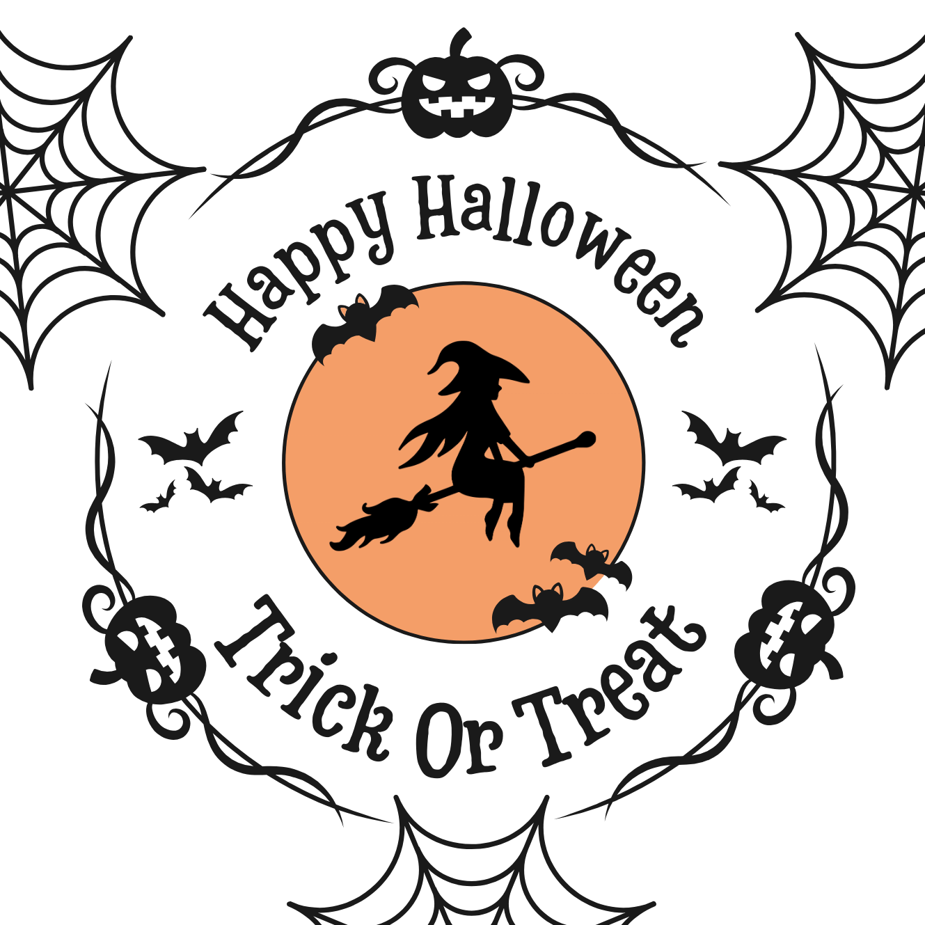 Simple happy halloween circle sticker