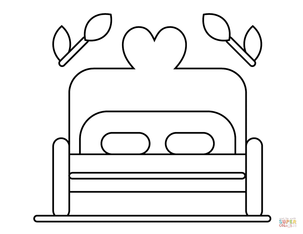 Valentines day wedding bed coloring page free printable coloring pages