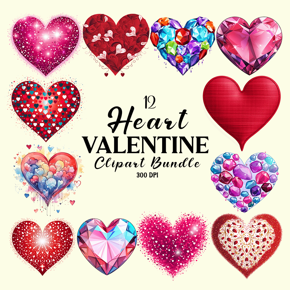 Heart valentine clipart bundle