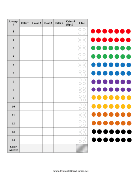 Printable master code breaker printable board games board games pen and paper games