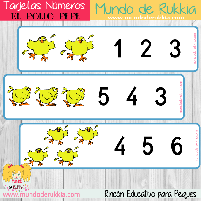Tarjetas de nãºmeros del pollo pepe pollo pepe imprimibles para preescolar matematicas infantil
