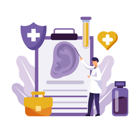 Best ear checkup report illustration download in png vector format