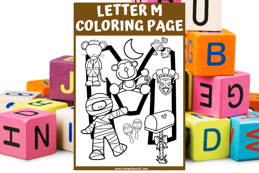 Free letter m coloring page printable