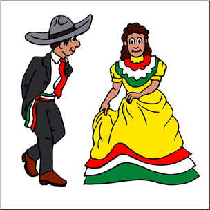 Clip art kids cinco de mayo dancers color i
