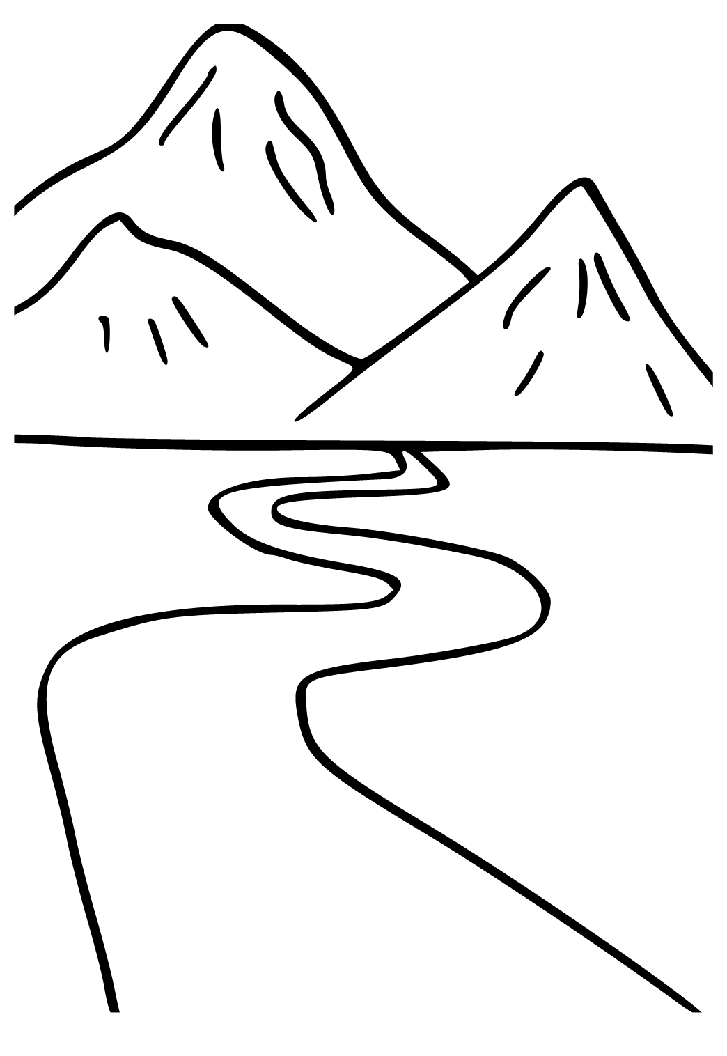 Free printable mountain easy coloring page for adults and kids