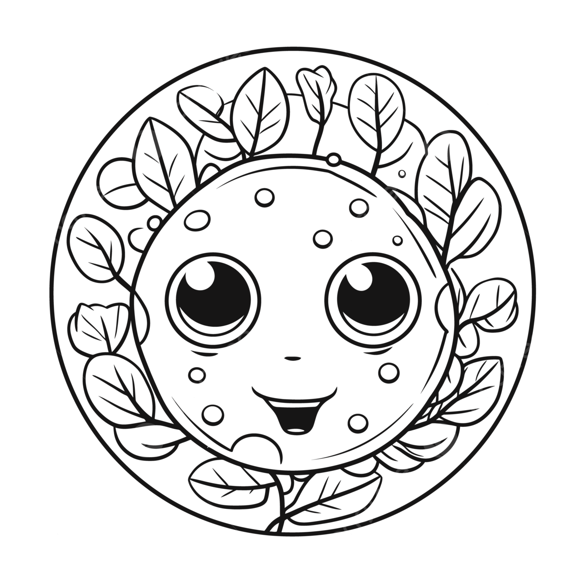 Little face in the form of a leaf circle coloring of sun image outline sketch drawing vector sun drawing leaf drawing wing drawing png and vector with transparent background for free download