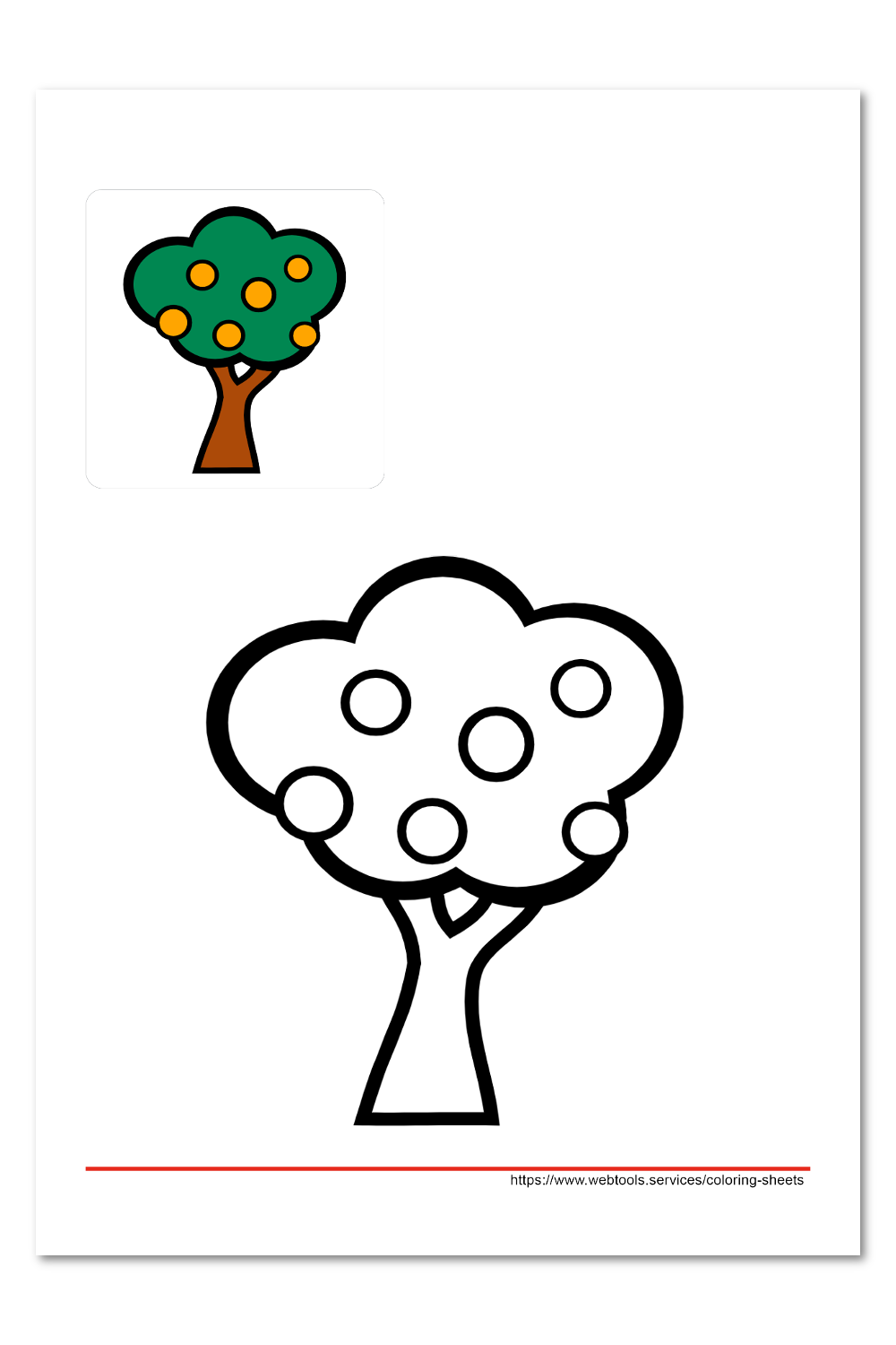 Free easy to prt tree colorg sheet colorg sheets color preschool activities