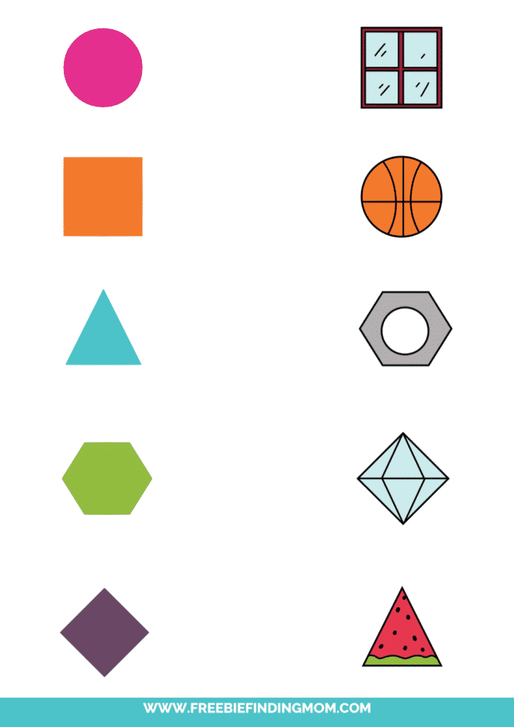 Matching shapes worksheets printables