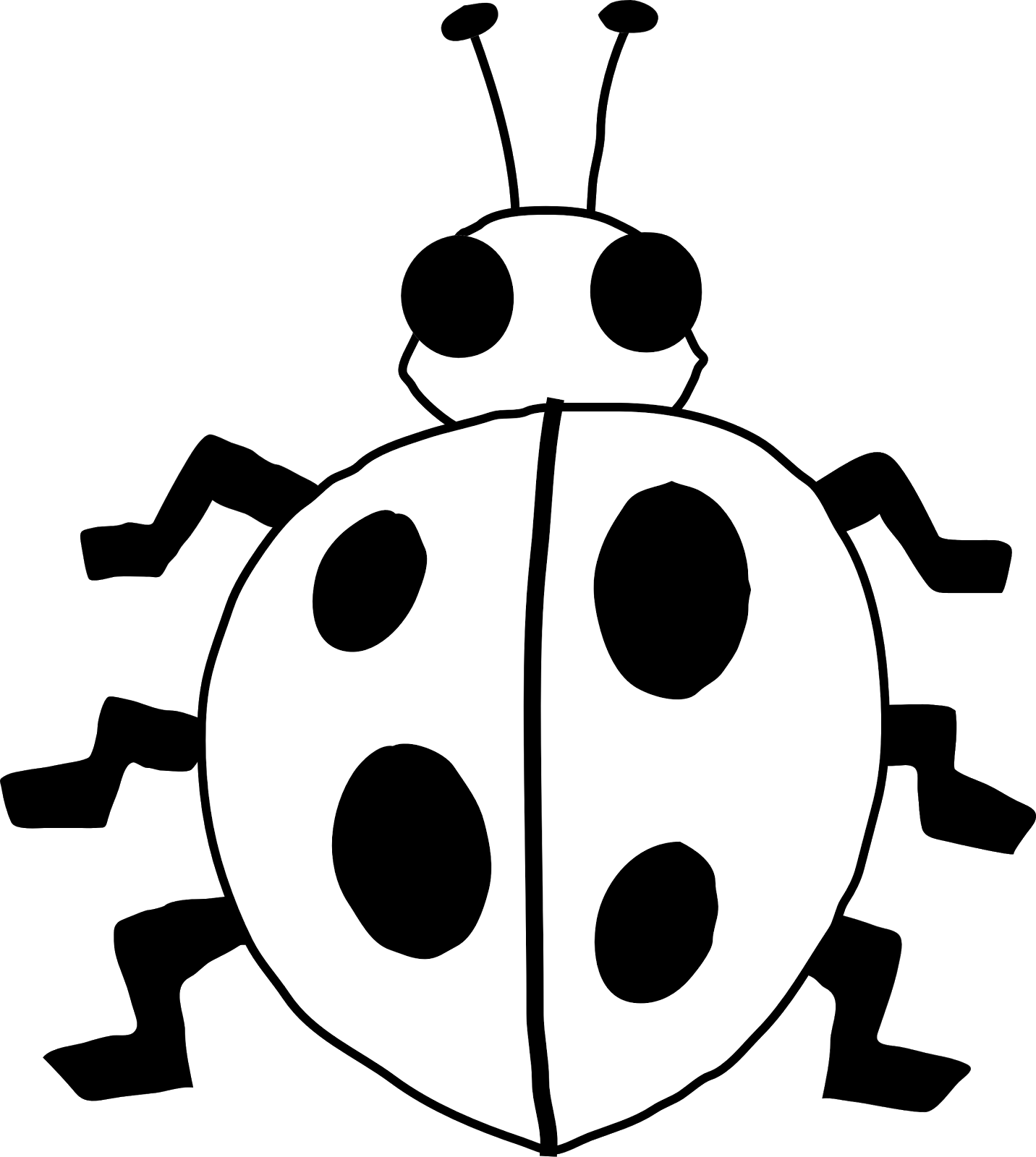 Ladybug outline line drawing painting kindergarten worksheet guide black and white birds clip art coloring pages