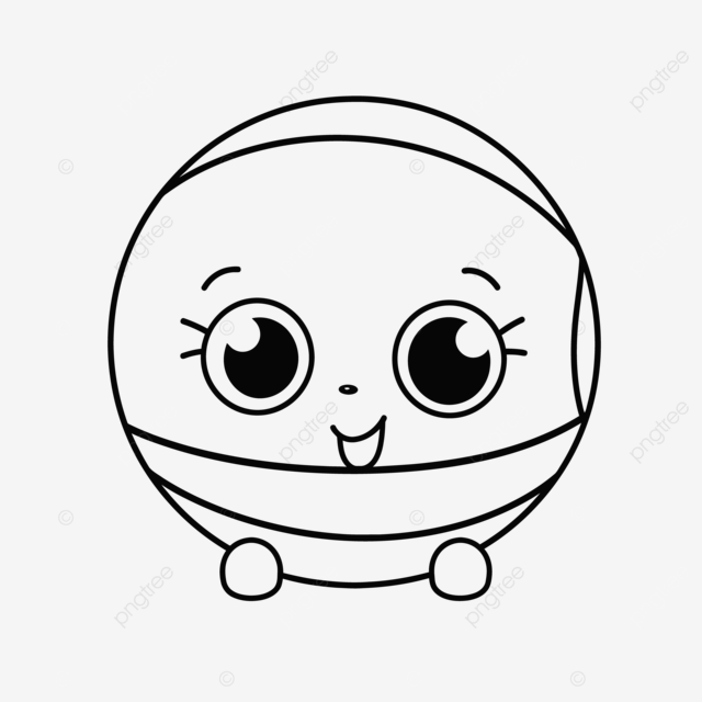 Cute ball coloring page with a smiling face outline sketch drawing vector easy basketball drawing easy basketball outline easy basketball sketch png and vector with transparent background for free download