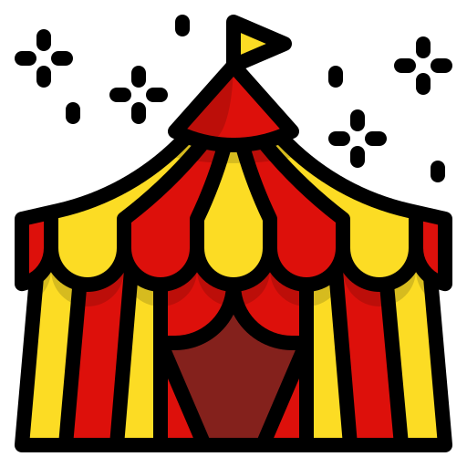 Circus tent ddara lineal color icon