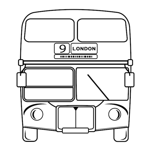 Premium vector doubledecker london bus city transport double decker sightseeing contour outline line icon black color vector illustration image thin flat style