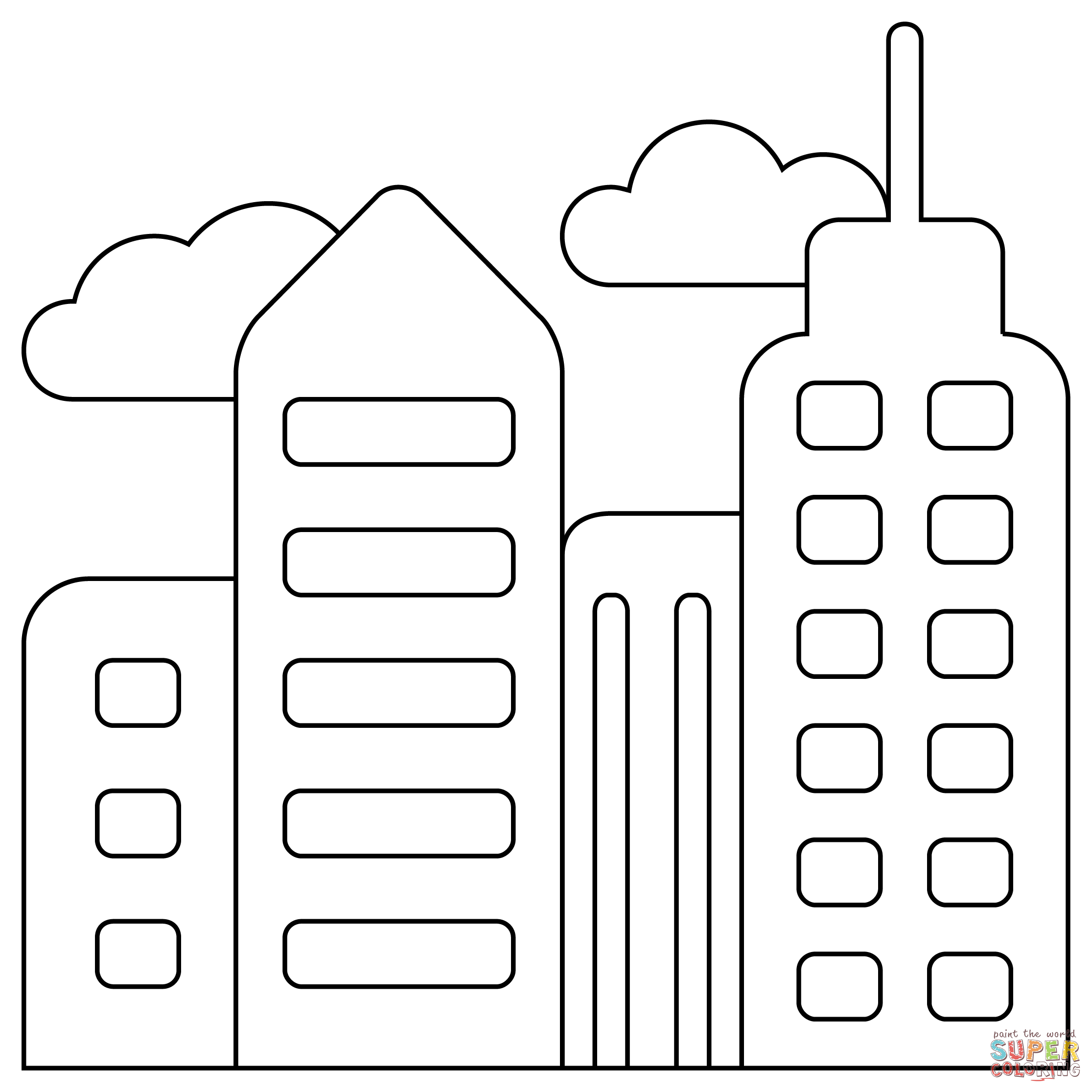 Cityscape coloring page free printable coloring pages